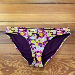 NWOT Aerie full coverage purple/pink/yellow/orange floral bikini bottom size XL